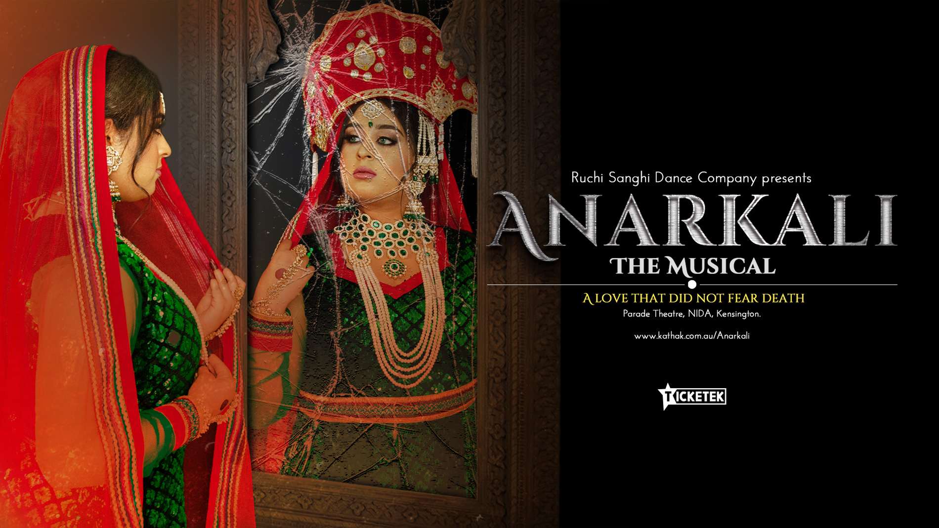 Anarkali the Musical Production Banner Bahaar looking in cracked mirror